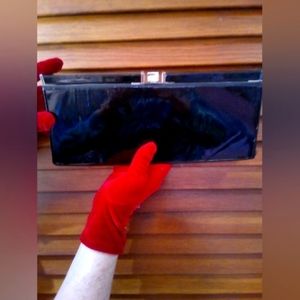 Black patent leather clutch